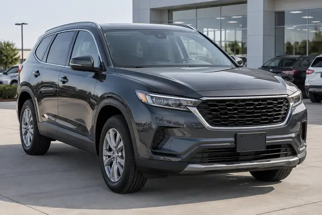 Mid-size SUV on a dealer lot, original still photo